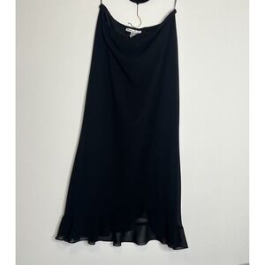 Vtg Ruffle Hem Maxi Skirt Black 10 Whimsigoth Witchy Fairy Dark‎ Romance Flaw ☀️